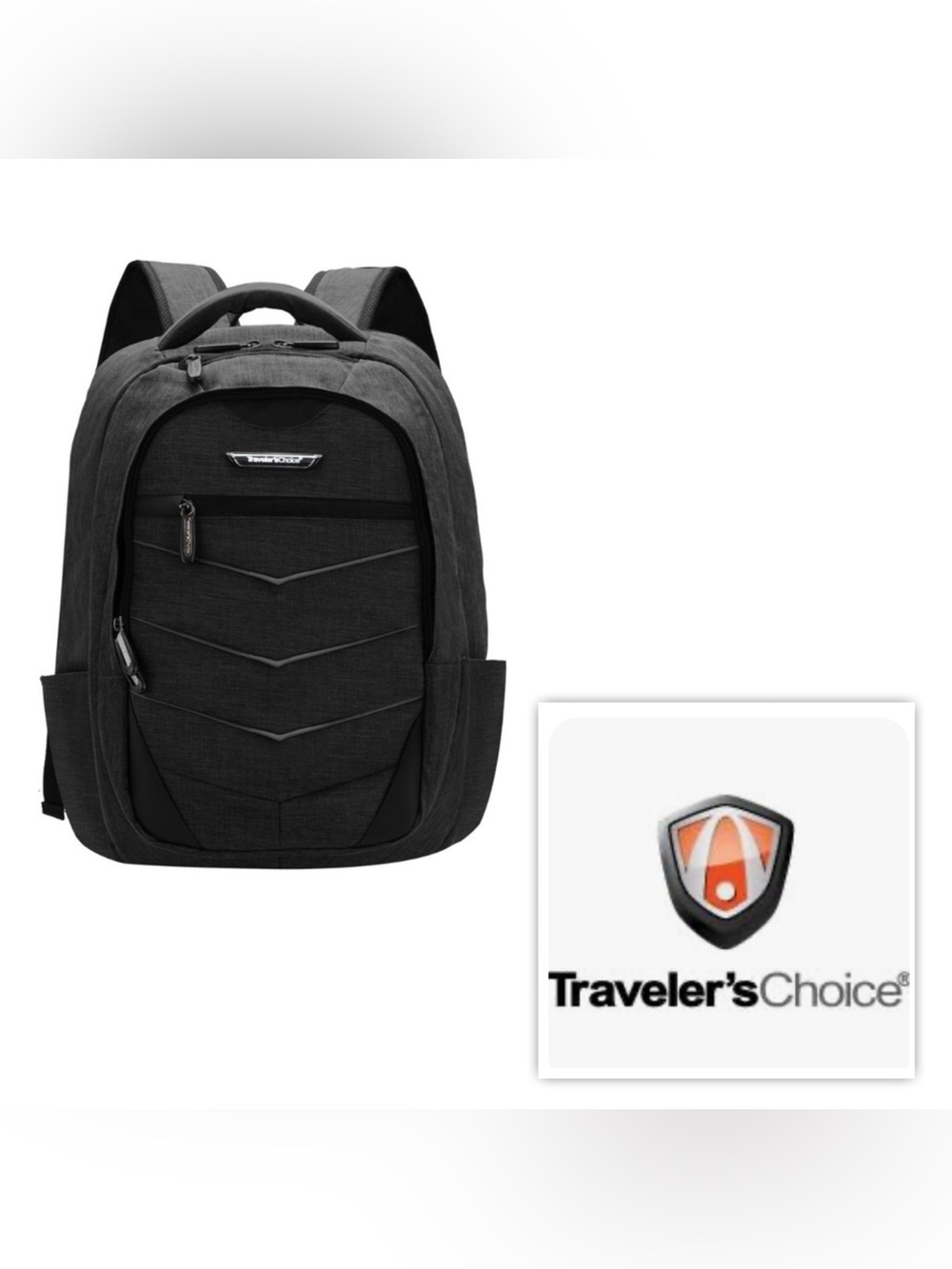 NWT $128 TRAVELER’S CHOICE Silverwood Black Backpack Urban Travel Pack Large Bag